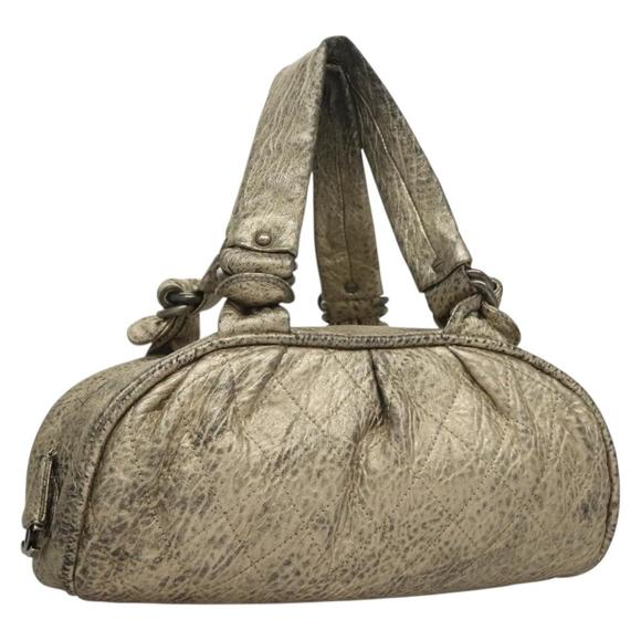 CHANEL Wild Stitch Hand Bag Leather Silver CC Auth 133064 - Picture 1 of 16